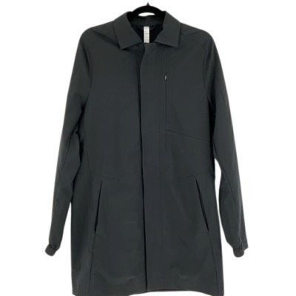 Lululemon Gray Long Full Zip Collared Trench Coat Jacket Size Small